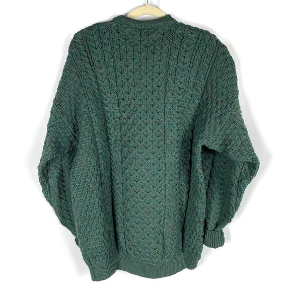 Aran Inisheer Sweater Green Wool Cable Knit Pullover Ireland Sz XL Men's - Picture 11 of 11